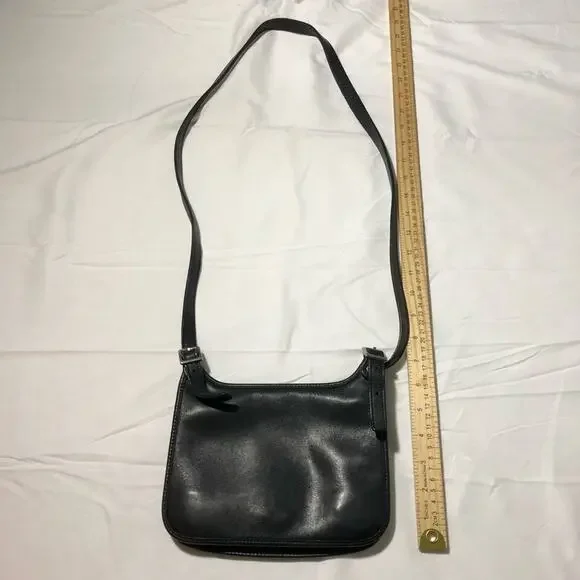 Vintage coach black leather mini hippie flap 9142 crossbody purse bag adjustable - Picture 4 of 11